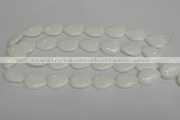 CPB92 15.5 inches 18*25mm flat teardrop white porcelain beads wholesale