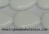 CPB93 15.5 inches 20*30mm flat teardrop white porcelain beads wholesale