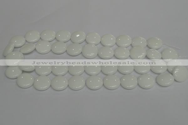 CPB98 15.5 inches 18mm flat round white porcelain beads wholesale