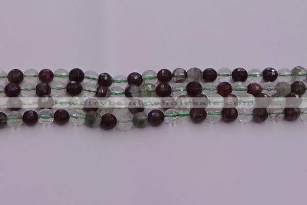 CPC10 15.5 inches 6mm faceted round green phantom quartz beads