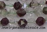 CPC15 15.5 inches 6mm faceted nuggets green phantom quartz beads