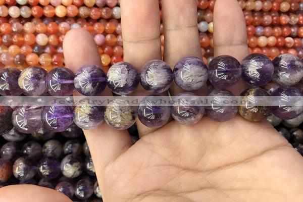 CPC614 15.5 inches 14mm round purple phantom quartz beads