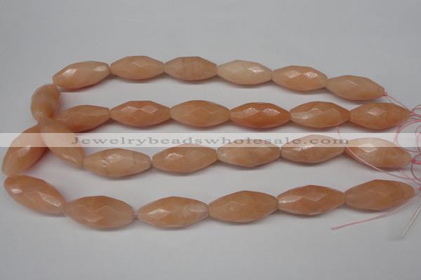 CPE20 15.5 inches 13*30mm faceted rice peach stone beads wholesale