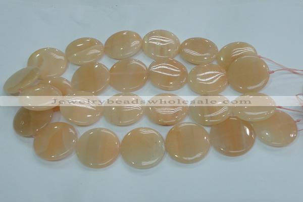 CPI103 15.5 inches 30mm flat round pink aventurine jade beads