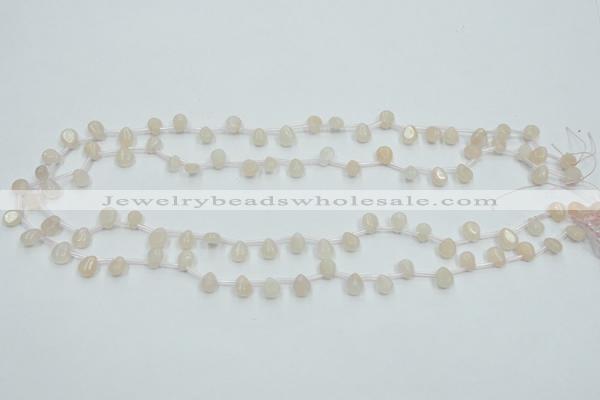 CPI11 15.5 inches 6*8mm top-drilled teardrop pink aventurine jade beads