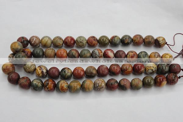 CPJ105 15.5 inches 14mm round picasso jasper gemstone beads wholesale