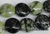 CPJ214 15.5 inches 16mm flat round green picasso jasper beads