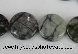 CPJ216 15.5 inches 20mm flat round green picasso jasper beads