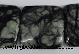 CPJ228 15.5 inches 30*30mm square green picasso jasper beads