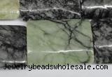 CPJ239 15.5 inches 22*30mm flat tube green picasso jasper beads