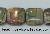 CPJ32 15.5 inches 20*20mm square picasso jasper beads wholesale