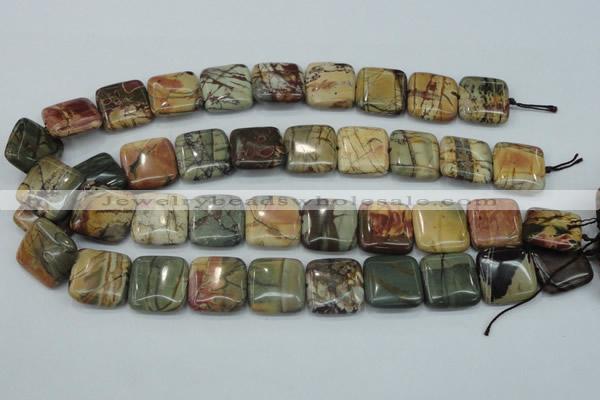 CPJ32 15.5 inches 20*20mm square picasso jasper beads wholesale