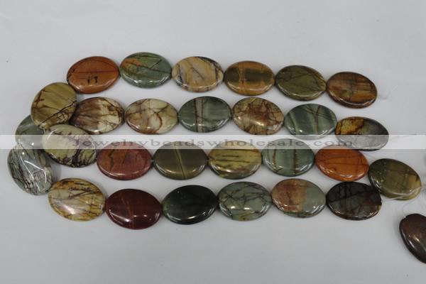 CPJ358 15.5 inches 22*30mm oval picasso jasper gemstone beads