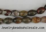 CPJ365 15.5 inches 8*10mm rice picasso jasper gemstone beads