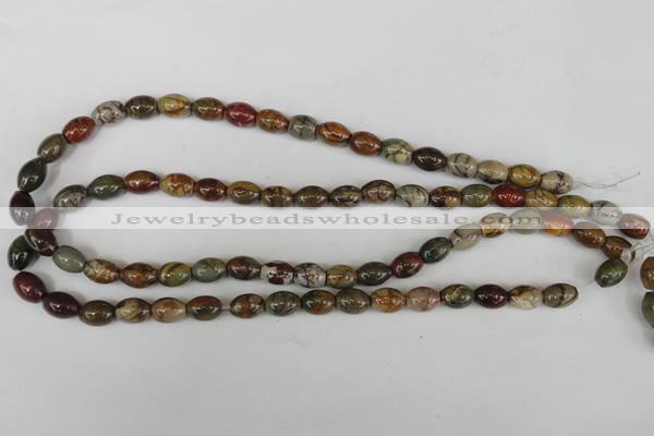 CPJ365 15.5 inches 8*10mm rice picasso jasper gemstone beads