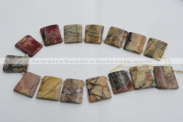 CPJ377 Top drilled 22*26mm trapezoid picasso jasper beads