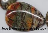 CPJ38 15.5 inches 40*60mm flat teardrop picasso jasper beads wholesale