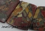 CPJ380 18*25mm - 26*32mm trapezoid picasso jasper & pyrite beads