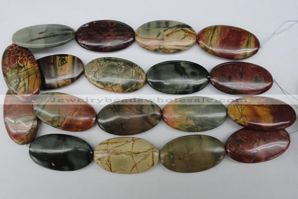 CPJ408 15 inches 25*45mm oval picasso jasper gemstone beads