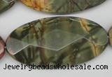 CPJ415 15 inches 25*50mm faceted oval picasso jasper gemstone beads