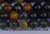 CPJ472 15.5 inches 8mm round black picasso jasper beads wholesale