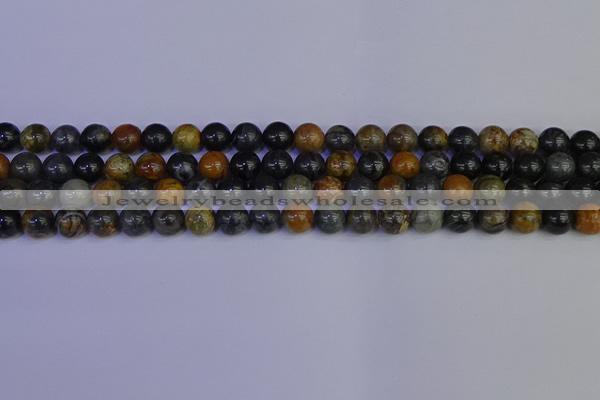 CPJ472 15.5 inches 8mm round black picasso jasper beads wholesale