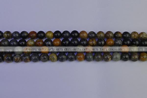 CPJ473 15.5 inches 10mm round black picasso jasper beads wholesale