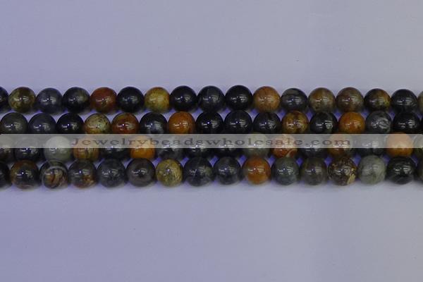 CPJ474 15.5 inches 12mm round black picasso jasper beads wholesale