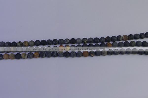 CPJ491 15.5 inches 6mm round matte black picasso jasper beads