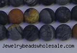 CPJ493 15.5 inches 10mm round matte black picasso jasper beads