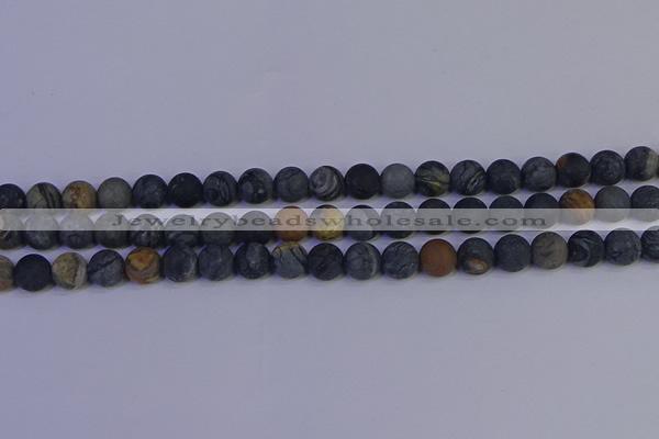 CPJ493 15.5 inches 10mm round matte black picasso jasper beads