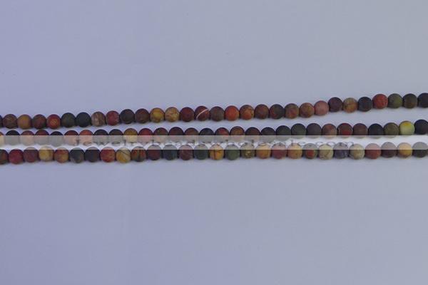 CPJ500 15.5 inches 4mm round matte picasso jasper beads wholeasle