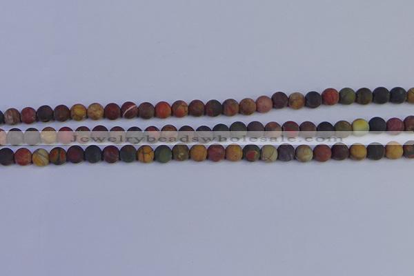 CPJ501 15.5 inches 6mm round matte picasso jasper beads wholesale