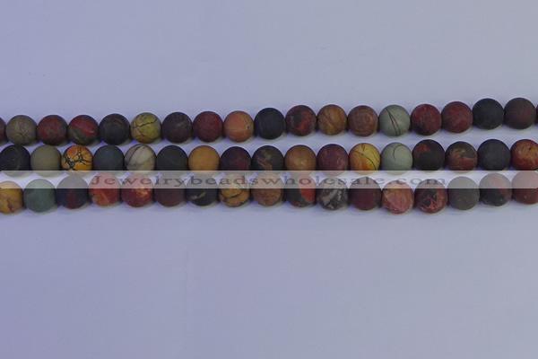 CPJ503 15.5 inches 10mm round matte picasso jasper beads wholesale