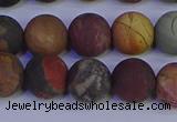 CPJ504 15.5 inches 12mm round matte picasso jasper beads wholesale