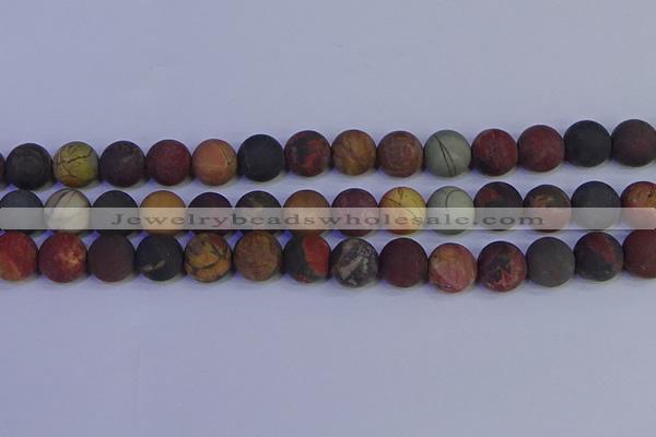 CPJ505 15.5 inches 14mm round matte picasso jasper beads wholesale