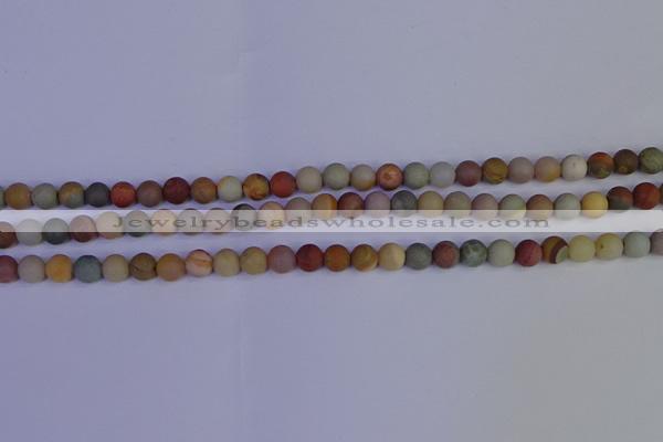 CPJ510 15.5 inches 4mm round matte polychrome jasper beads wholeasle