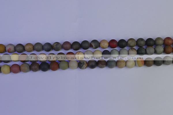 CPJ512 15.5 inches 8mm round matte polychrome jasper beads wholeasle