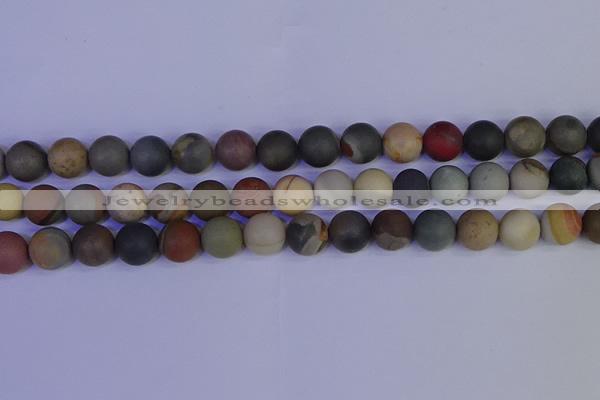 CPJ514 15.5 inches 12mm round matte polychrome jasper beads wholeasle