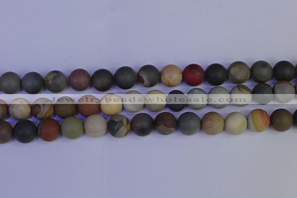 CPJ515 15.5 inches 14mm round matte polychrome jasper beads wholeasle