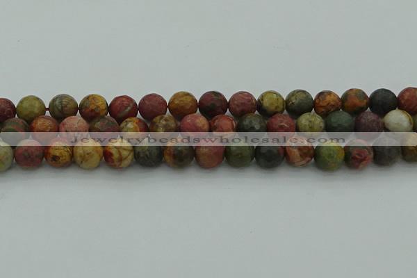 CPJ533 15.5 inches 10mm faceted round picasso jasper beads