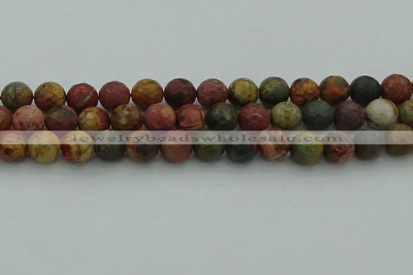 CPJ534 15.5 inches 12mm faceted round picasso jasper beads