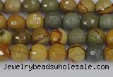 CPJ541 15.5 inches 6mm faceted round wildhorse picture jasper beads