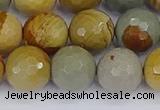 CPJ544 15.5 inches 12mm faceted round wildhorse picture jasper beads