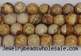 CPJ555 15.5 inches 4mm faceted round picture jasper beads