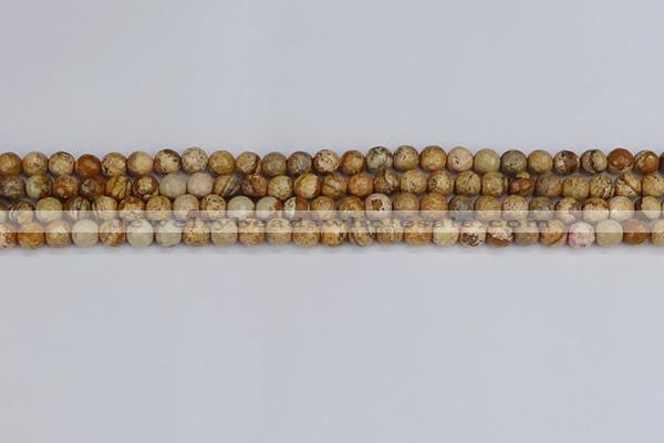 CPJ555 15.5 inches 4mm faceted round picture jasper beads