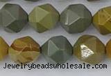 CPJ573 15.5 inches 12mm faceted nuggets wildhorse picture jasper beads