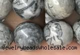 CPJ584 15.5 inches 12mm round grey picture jasper beads wholesale