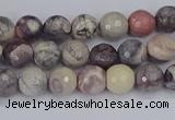 CPJ610 15.5 inches 4mm faceted round purple striped jasper beads