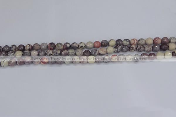 CPJ610 15.5 inches 4mm faceted round purple striped jasper beads